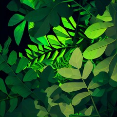 grüne Blätter in der Natur, grüner Hintergrund, Umweltkonzept, generative AI Generative AI