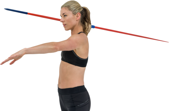 Side view of woman throwing javelin - Powered by Adobe