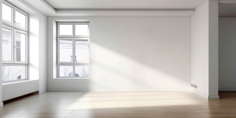 Fototapeta premium Blank room with wooden flooring for custom interior design, Generative AI