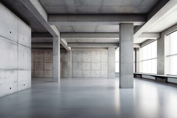 Unadorned concrete interior with natural light, Generative AI