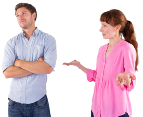 Woman arguing with uncaring man