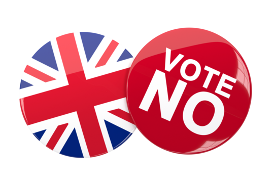 British flag election badge over white background