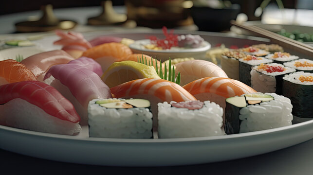 3D render illustration. Made by AI Midjourney.
stunning photos of sushi for you website or other things