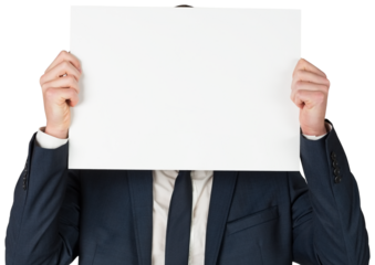 Businessman showing card to camera