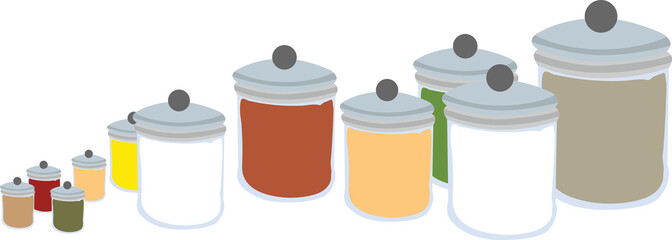 Illustration of various jars