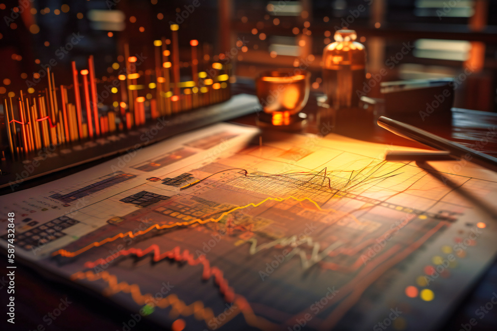 Aufkleber a professional analyzing financial performance, utilizing technology to visualize data, and making i