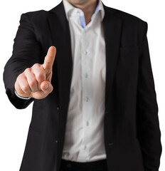 Businessman standing and pointing