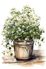Botanical Jasmine Illustration for Serene and Elegant Home Decoration. Generative AI