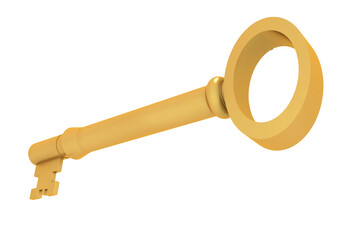 Digitally generated shiny gold key
