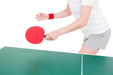 Female athlete playing ping pong