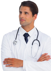 Fototapeta premium Confident doctor with arms crossed looking up