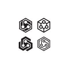 Obraz premium HEXAGON Technology Logo black and white