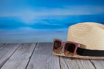 Hat and glasses on vacation, image created by AI