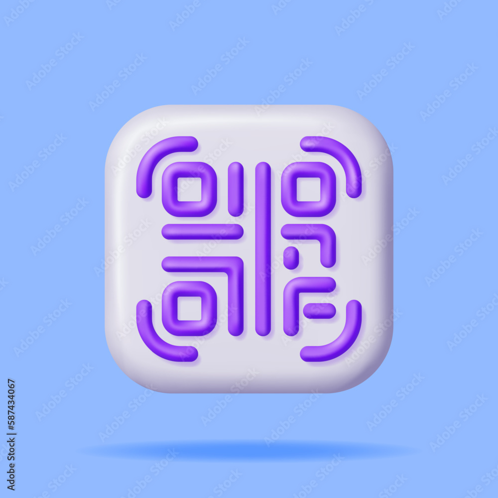 Poster 3d qr code icon isolated. render modern qr code symbol. concept of online shopping. advertisement, m