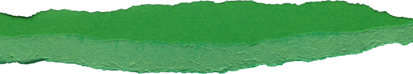 Image of close up of green torn paper with copy space on transparent background