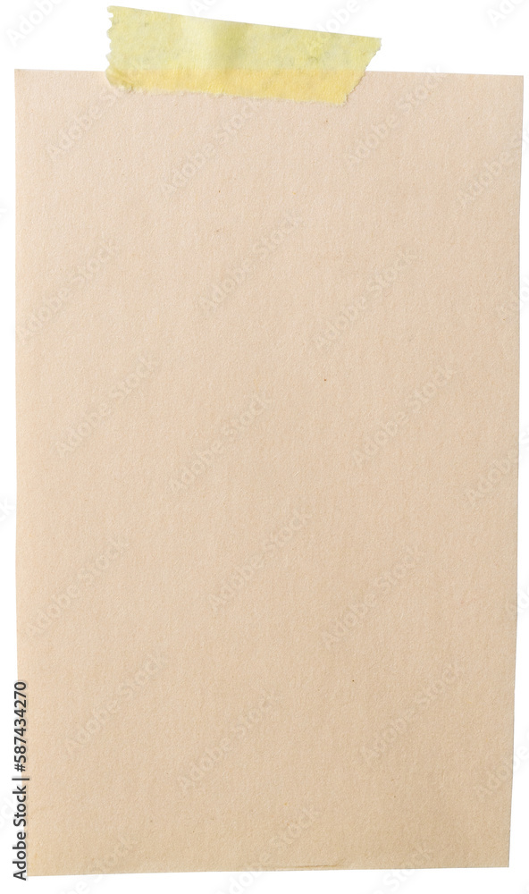Poster image of close up of taped paper with copy space on transparent background