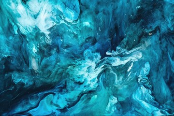 abstract painting with blue and green colors. Generative AI