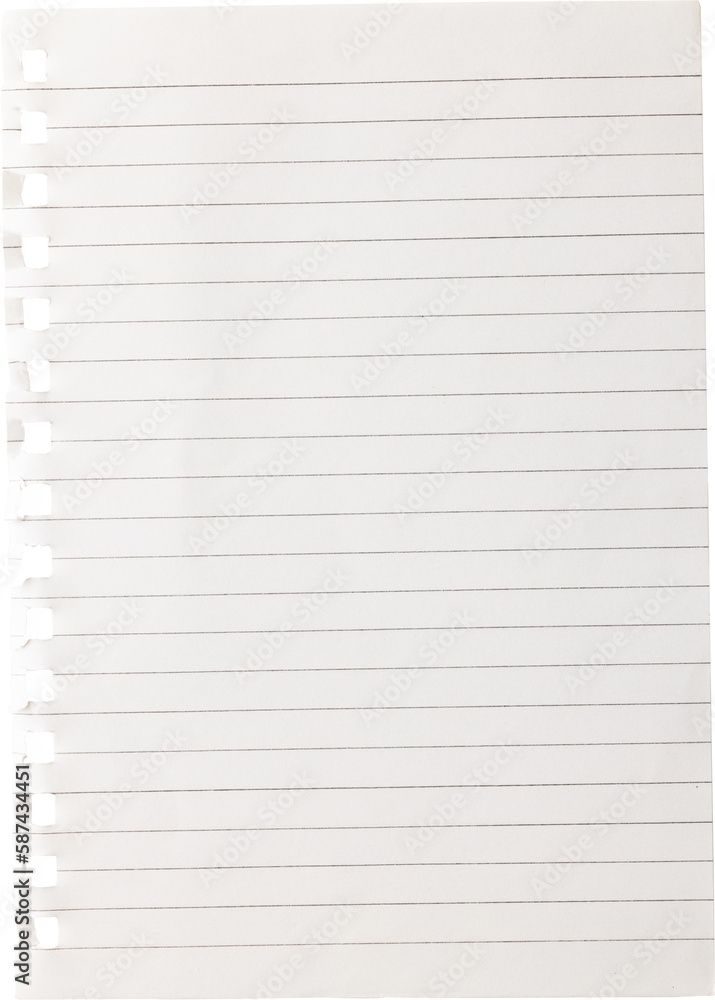 Poster image of close up of ruled sheet of paper with copy space on transparent background