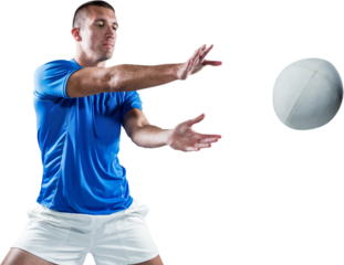 Rugby player catching the ball