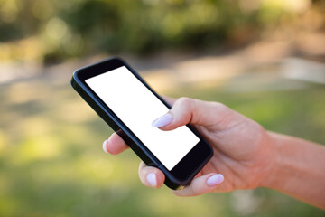 Cropped hands of woman using phone