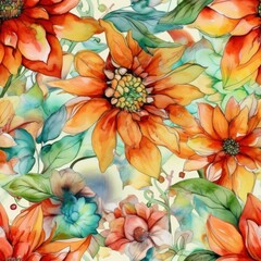 Floral seamless Pattern, seamless Digital Paper, leaf pattern. Digital Watercolor. seamless texture. Printing on fabric, greeting cards, invitations, bedroom decor, scrapbooking, prints, mugs, poster