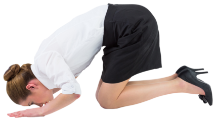 Businesswoman on all fours