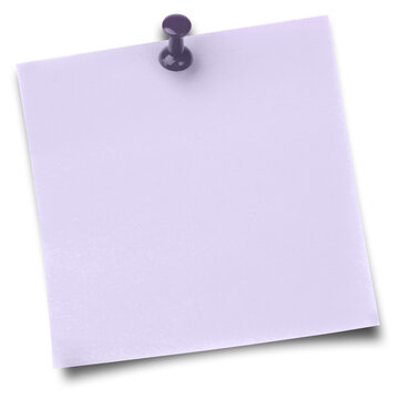 Purple adhesive note with thumbtack