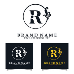 Luxury initial R Logo template for Restaurant Royalty Boutique Cafe Hotel Heraldic Jewelry etc