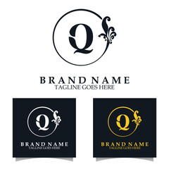 Luxury initial Q Logo template for Restaurant Royalty Boutique Cafe Hotel Heraldic Jewelry etc