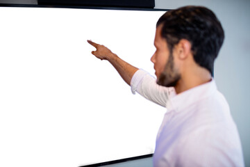Man pointing over whiteboard