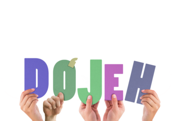 Cropped hands holding multi colored letters 