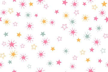 Stars childish vector seamless pattern graphic design. New Year gift wrapping pattern.