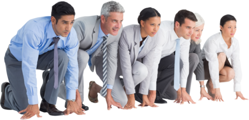 Business people preparing to run