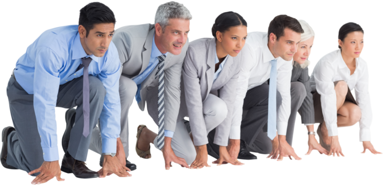 Business people preparing to run