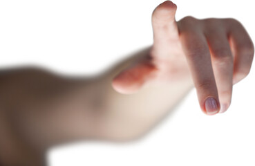 Cropped hand of woman pointing