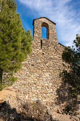 Fototapeta na wymiar Chapel of Saint Pierre de Belloch above Lake Vinça Pyrénées Orientales