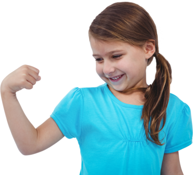 Cute girl flexing biceps