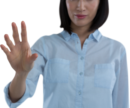 Woman using invisible screen