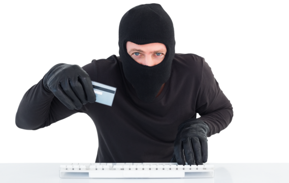 Hacker using card to steal identity
