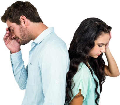 Couple back to back not talking after argument - Powered by Adobe