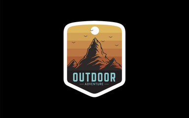 Outdoor badge design label, emblem or logo design vector template. outdoor activities icon. 