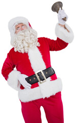 Happy santa ringing a bell