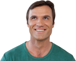 Thoughtful mature man looking up