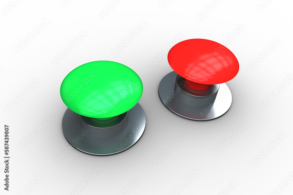 Poster red and green push buttons