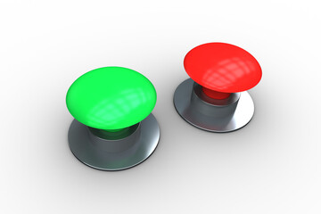 Red and green push buttons