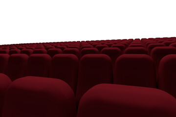 Red chairs in row at auditorium