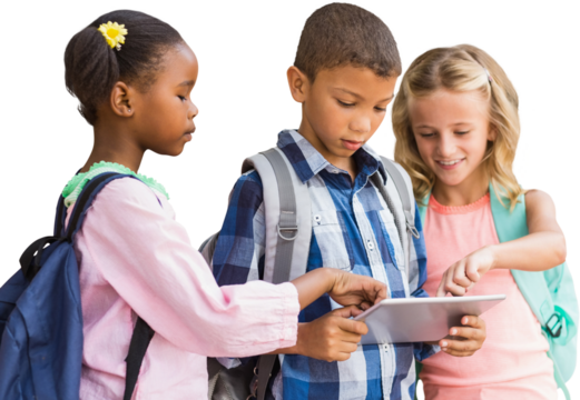 Students using digital tablet 