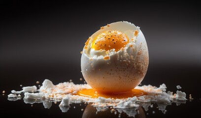  an egg with an egg yolk on top of it.  generative ai