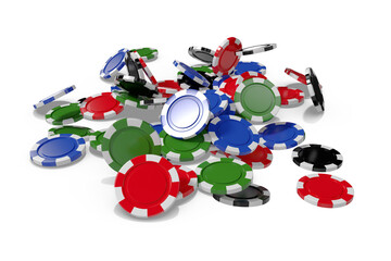 Digital composite image of 3D gambling chips