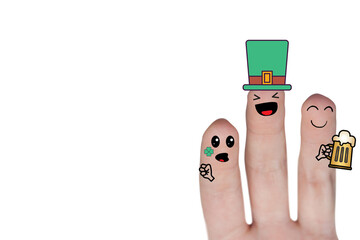 Composite image of fingers and patrick day drawing © vectorfusionart